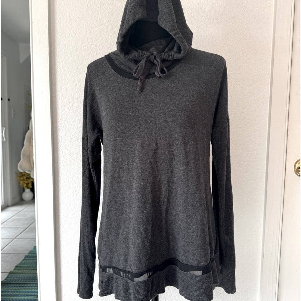 Grey eclipse ALO mesh trimmed hoodie.